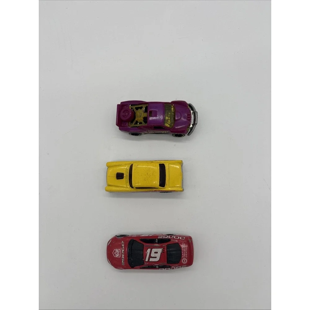 3 Vintage Hot Wheels Cars. Red Dodge , purple Off Track  Racer‎ And Yellow Chevy